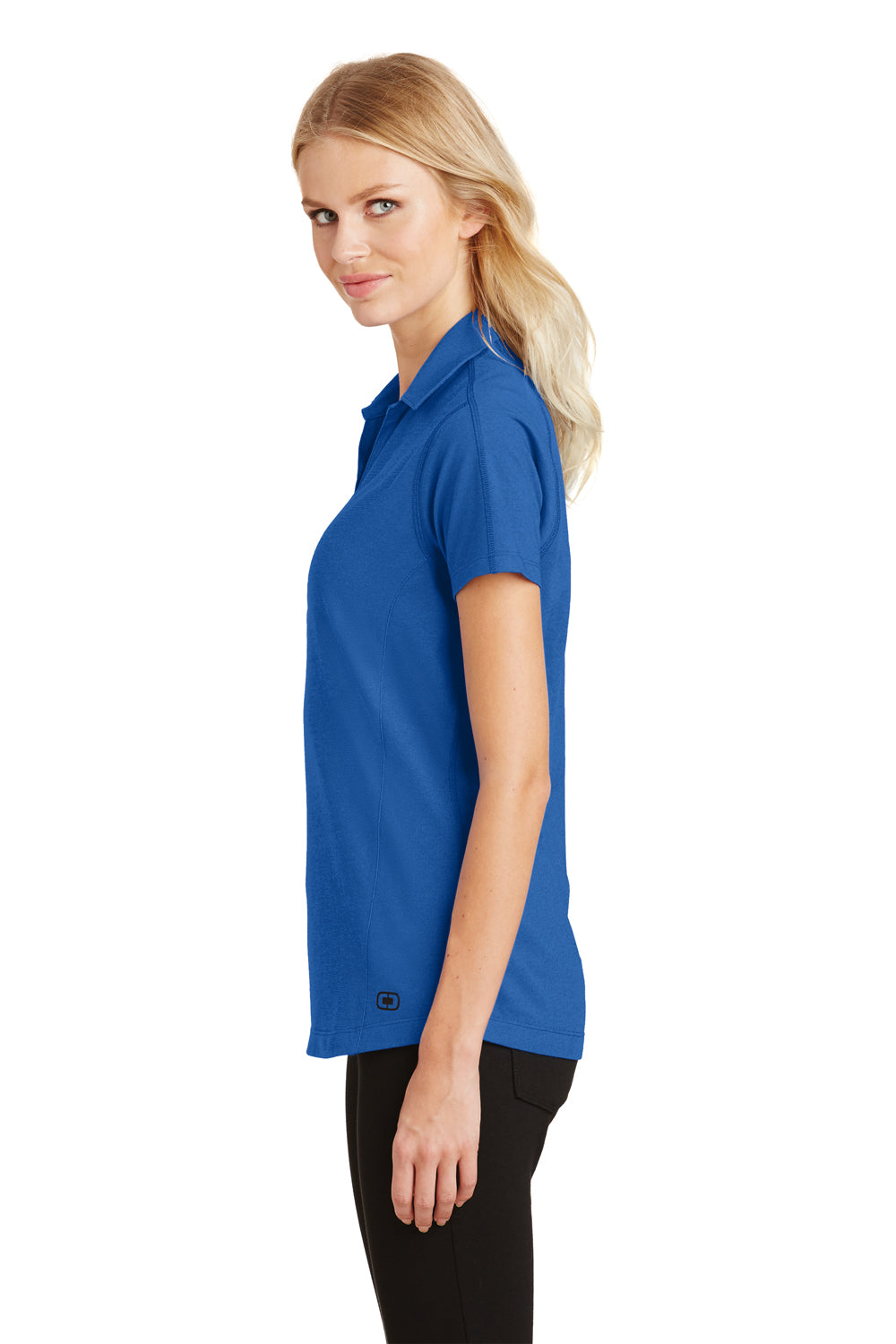 Ogio LOG126 Womens Onyx Moisture Wicking Short Sleeve Polo Shirt Electric Blue Side