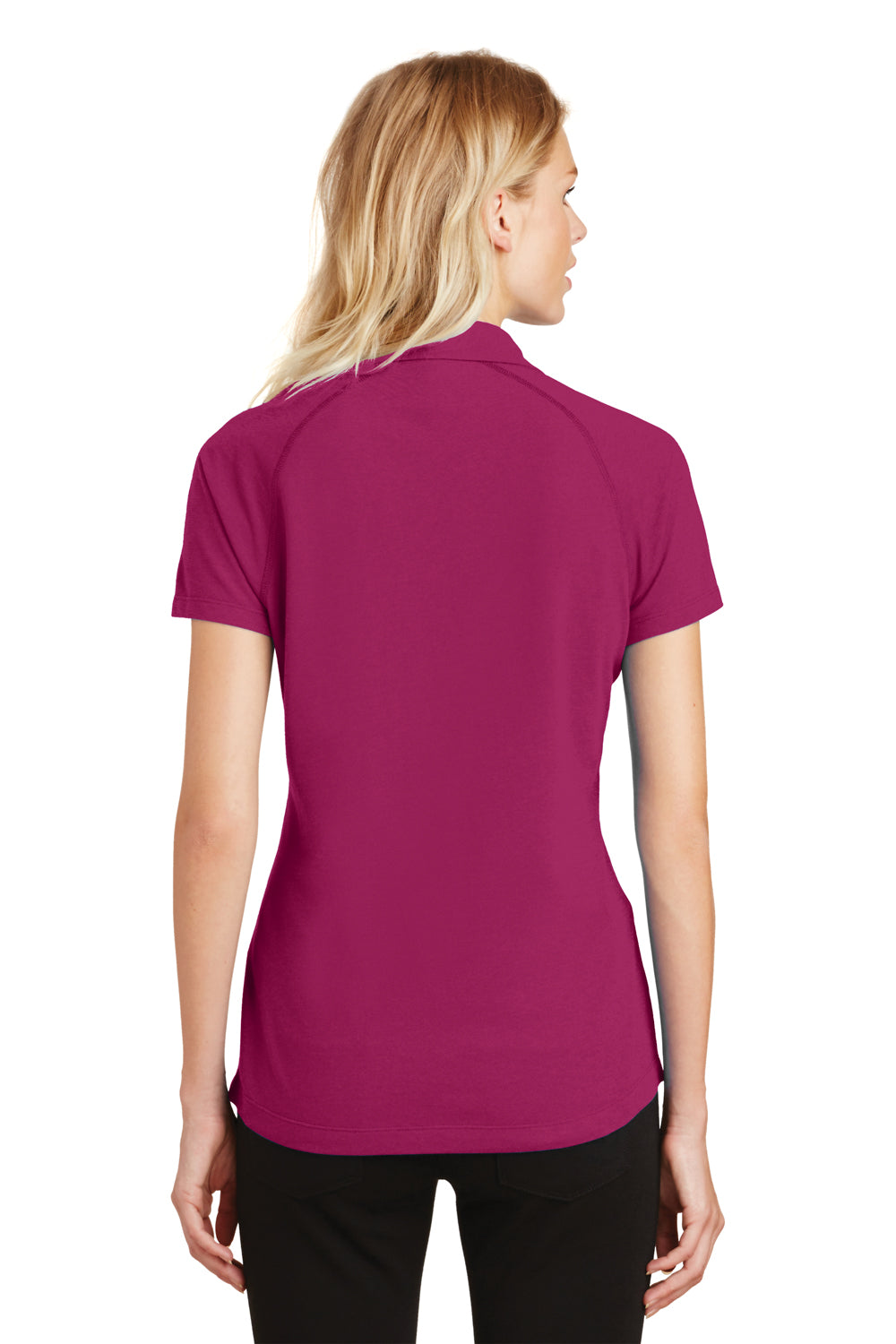 Ogio LOG126 Womens Onyx Moisture Wicking Short Sleeve Polo Shirt Fuchsia Pink Back