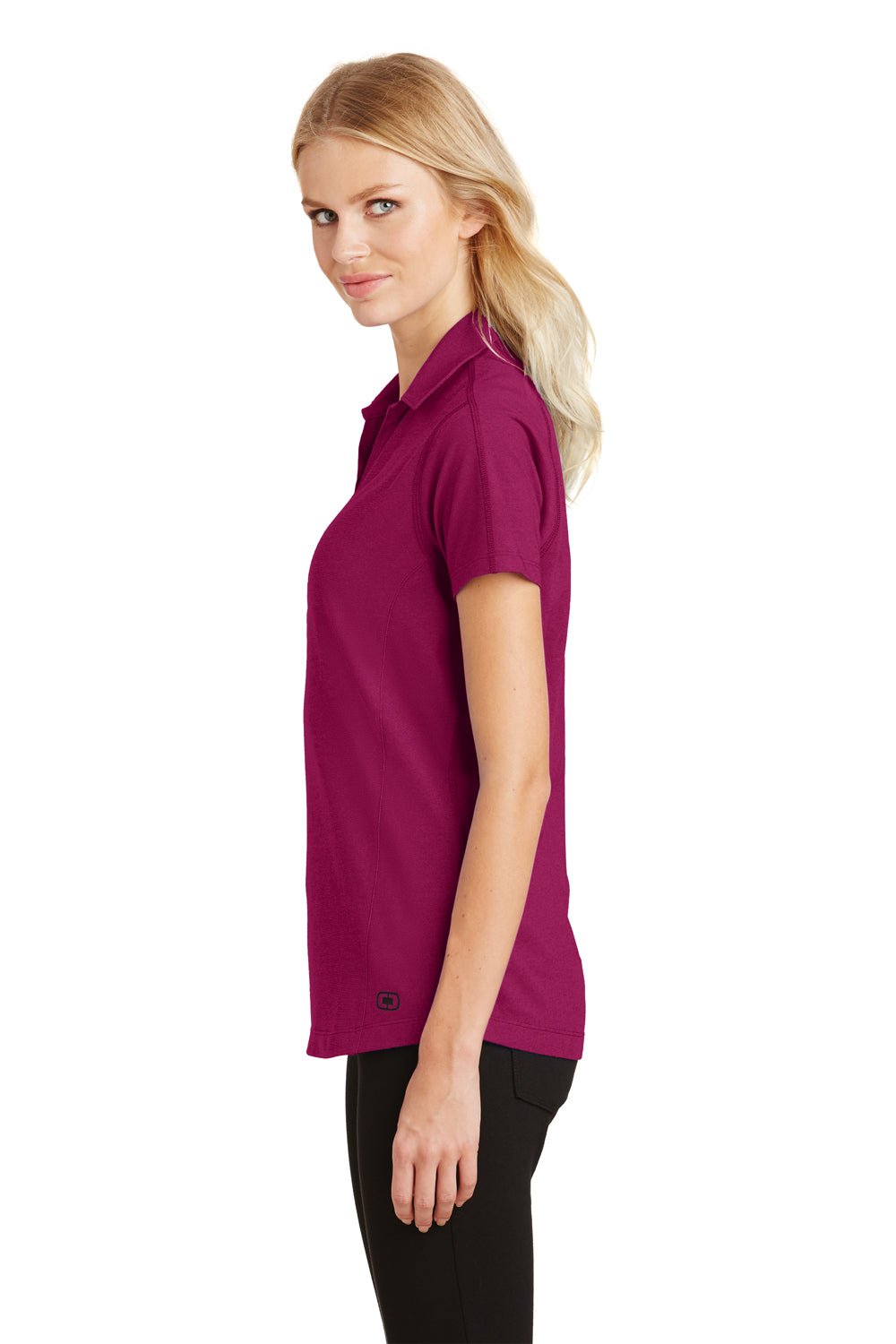 Ogio LOG126 Womens Onyx Moisture Wicking Short Sleeve Polo Shirt Fuchsia Pink Side