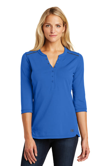 Ogio LOG132 Womens Fuse 3/4 Sleeve Henley T-Shirt Royal Blue Front