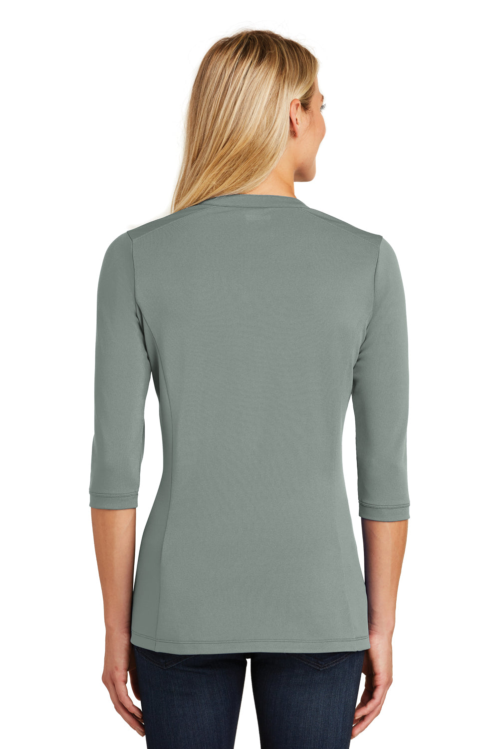 Ogio LOG132 Womens Fuse 3/4 Sleeve Henley T-Shirt Grey Back