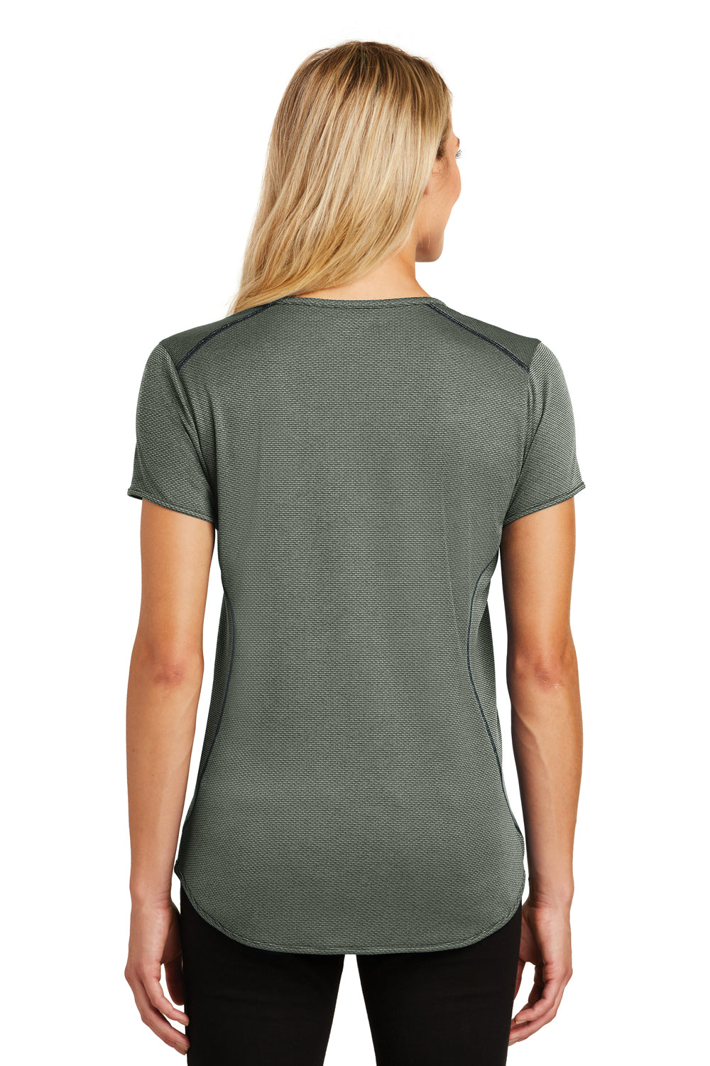 Ogio LOG134 Womens Orbit Moisture Wicking Short Sleeve Henley T-Shirt Black/Grey Back