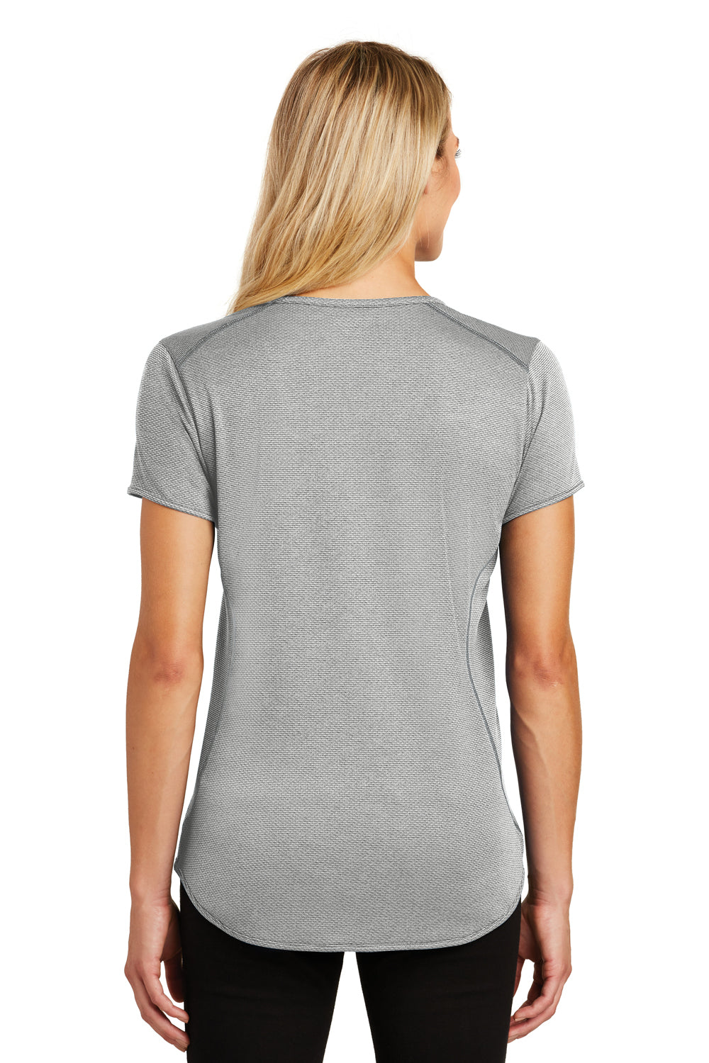Ogio LOG134 Womens Orbit Moisture Wicking Short Sleeve Henley T-Shirt Grey/White Back