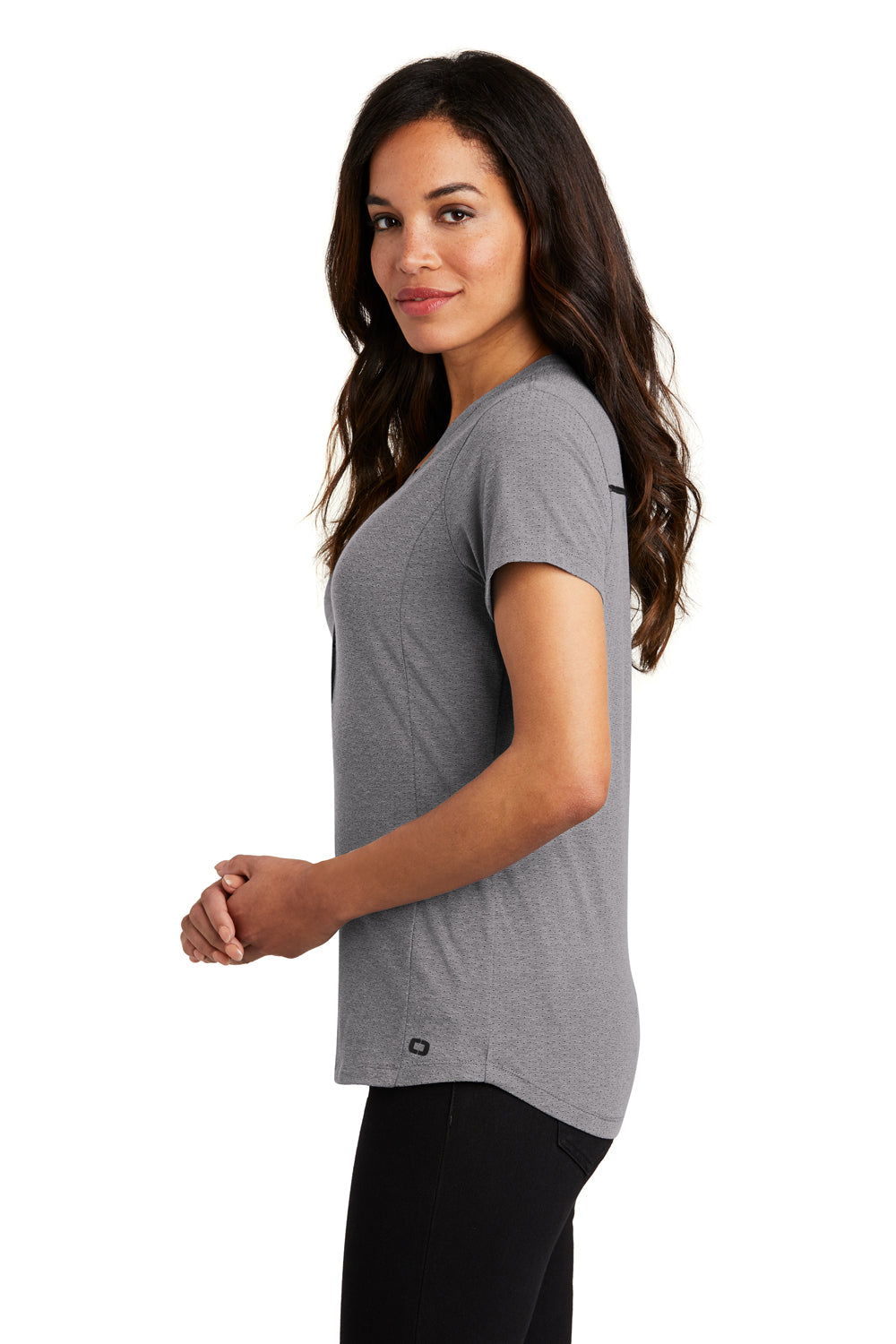 Ogio LOG136 Womens Tread Moisture Wicking Short Sleeve Polo Shirt Grey Side
