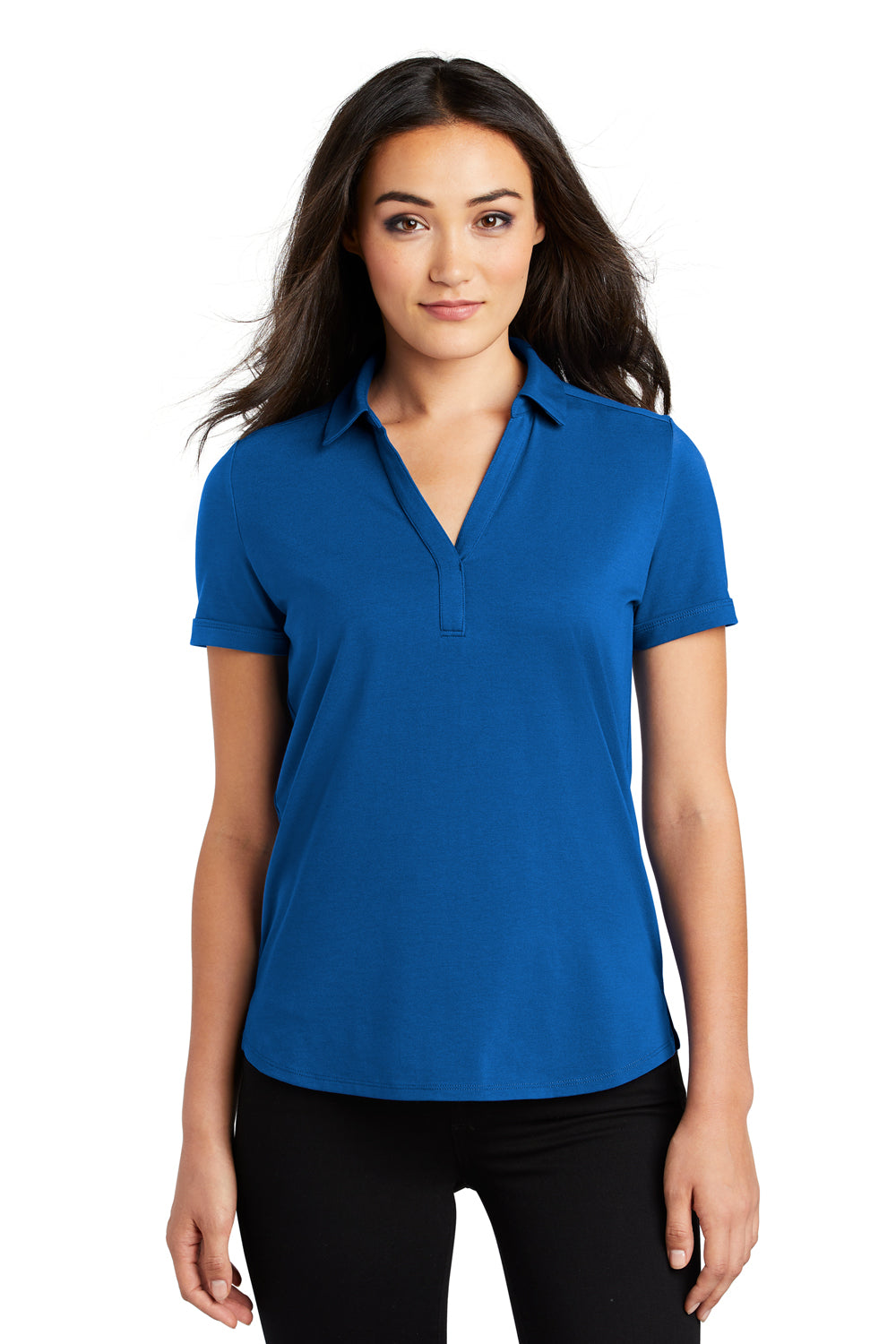 Ogio LOG138 Womens Limit Moisture Wicking Short Sleeve Polo Shirt Blue Front