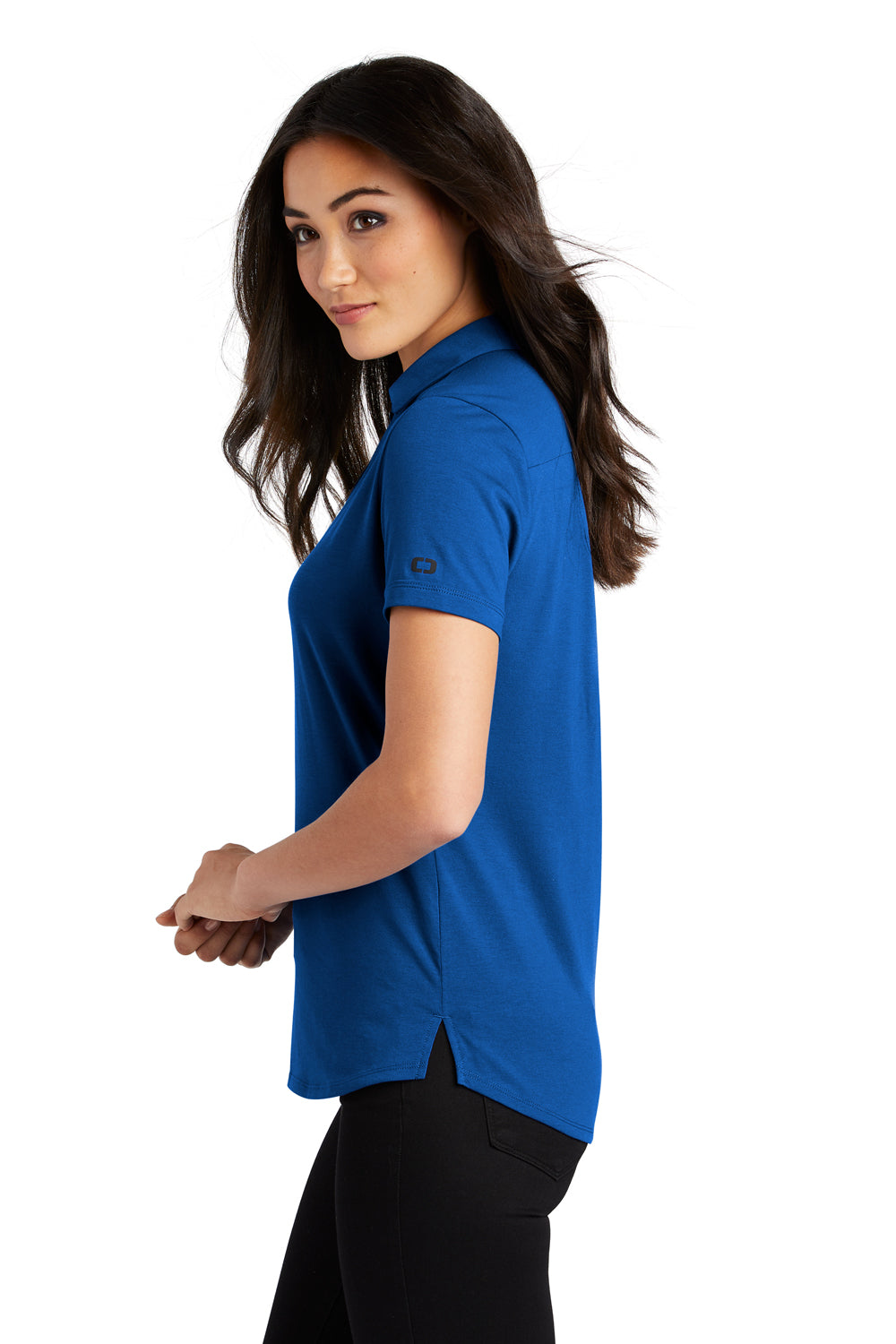 Ogio LOG138 Womens Limit Moisture Wicking Short Sleeve Polo Shirt Blue Side