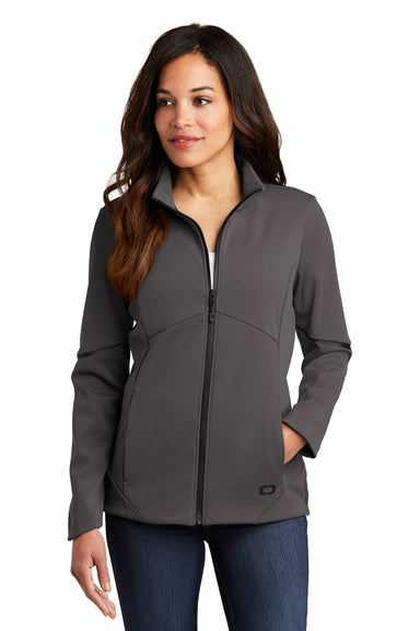Ogio LOG725 Womens Exaction Wind & Water Resistant Full Zip Jacket Tarmac Grey Front