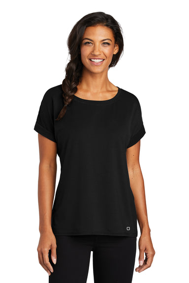 Ogio LOG800 Womens Luuma Jersey Moisture Wicking Short Sleeve Crewneck T-Shirt Black Front