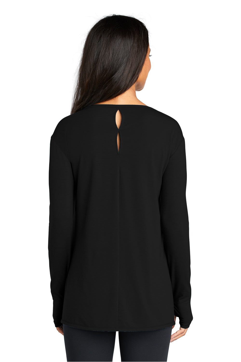 Ogio LOG802 Womens Luuma Jersey Moisture Wicking Long Sleeve Wide Neck T-Shirt Black Back