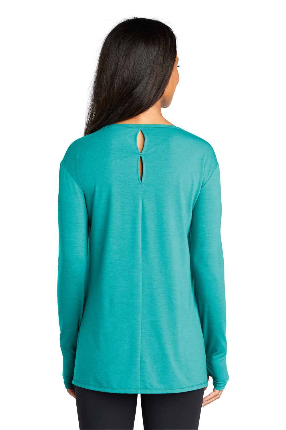 Ogio LOG802 Womens Luuma Jersey Moisture Wicking Long Sleeve Wide Neck T-Shirt Teal Green Back