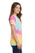 Port & Company LPC147V Womens Tie-Dye Short Sleeve V-Neck T-Shirt Pastel Rainbow Side