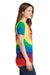 Port & Company LPC147V Womens Tie-Dye Short Sleeve V-Neck T-Shirt Rainbow Side