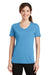 Port & Company LPC381V Womens Dry Zone Performance Moisture Wicking Short Sleeve V-Neck T-Shirt Aqua Blue Front