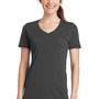 Port & Company Womens Dry Zone Performance Moisture Wicking Short Sleeve V-Neck T-Shirt - Charcoal Grey