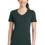 Port & Company Womens Dry Zone Performance Moisture Wicking Short Sleeve V-Neck T-Shirt - Dark Green
