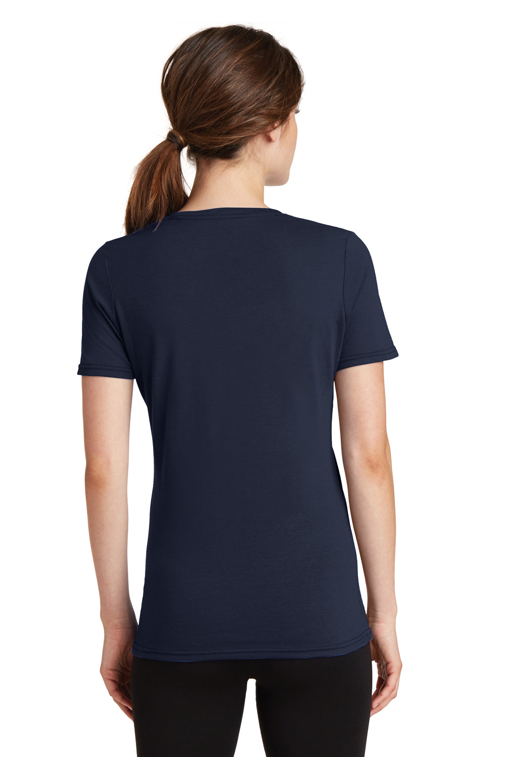 Port & Company LPC381V Womens Dry Zone Performance Moisture Wicking Short Sleeve V-Neck T-Shirt Navy Blue Back