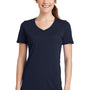 Port & Company Womens Dry Zone Performance Moisture Wicking Short Sleeve V-Neck T-Shirt - Deep Navy Blue