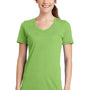 Port & Company Womens Dry Zone Performance Moisture Wicking Short Sleeve V-Neck T-Shirt - Lime Green