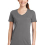 Port & Company Womens Dry Zone Performance Moisture Wicking Short Sleeve V-Neck T-Shirt - Medium Grey
