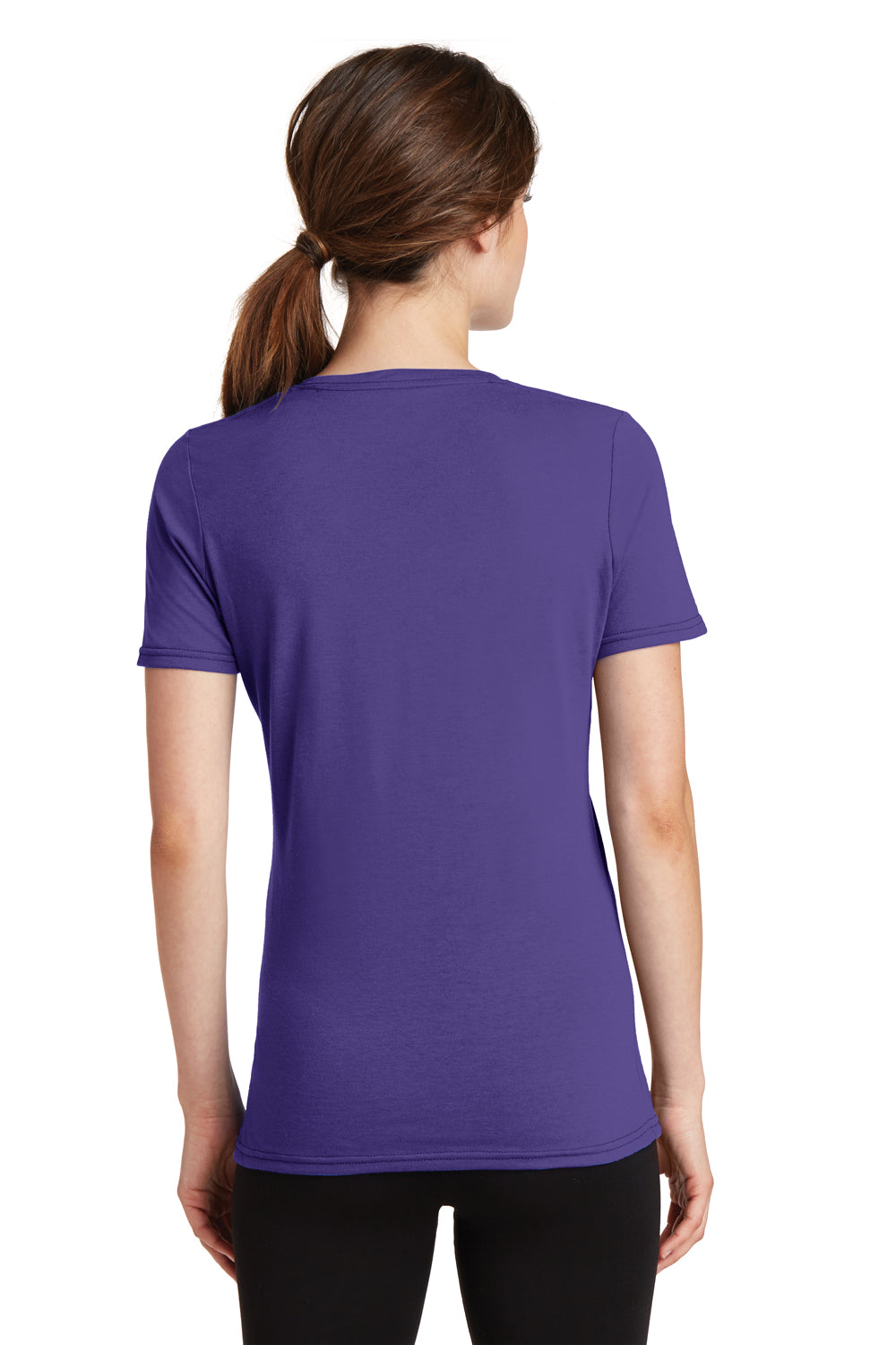 Port & Company LPC381V Womens Dry Zone Performance Moisture Wicking Short Sleeve V-Neck T-Shirt Purple Back