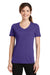 Port & Company LPC381V Womens Dry Zone Performance Moisture Wicking Short Sleeve V-Neck T-Shirt Purple Front