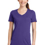 Port & Company Womens Dry Zone Performance Moisture Wicking Short Sleeve V-Neck T-Shirt - Purple