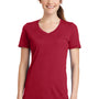 Port & Company Womens Dry Zone Performance Moisture Wicking Short Sleeve V-Neck T-Shirt - Red