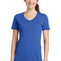 Port & Company Womens Dry Zone Performance Moisture Wicking Short Sleeve V-Neck T-Shirt - Royal Blue