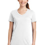 Port & Company Womens Dry Zone Performance Moisture Wicking Short Sleeve V-Neck T-Shirt - White