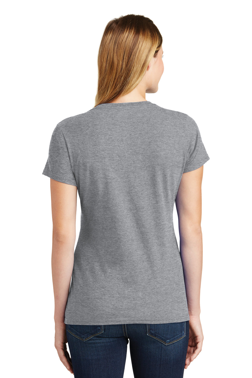 Port & Company LPC450 Womens Fan Favorite Short Sleeve Crewneck T-Shirt Heather Grey Back