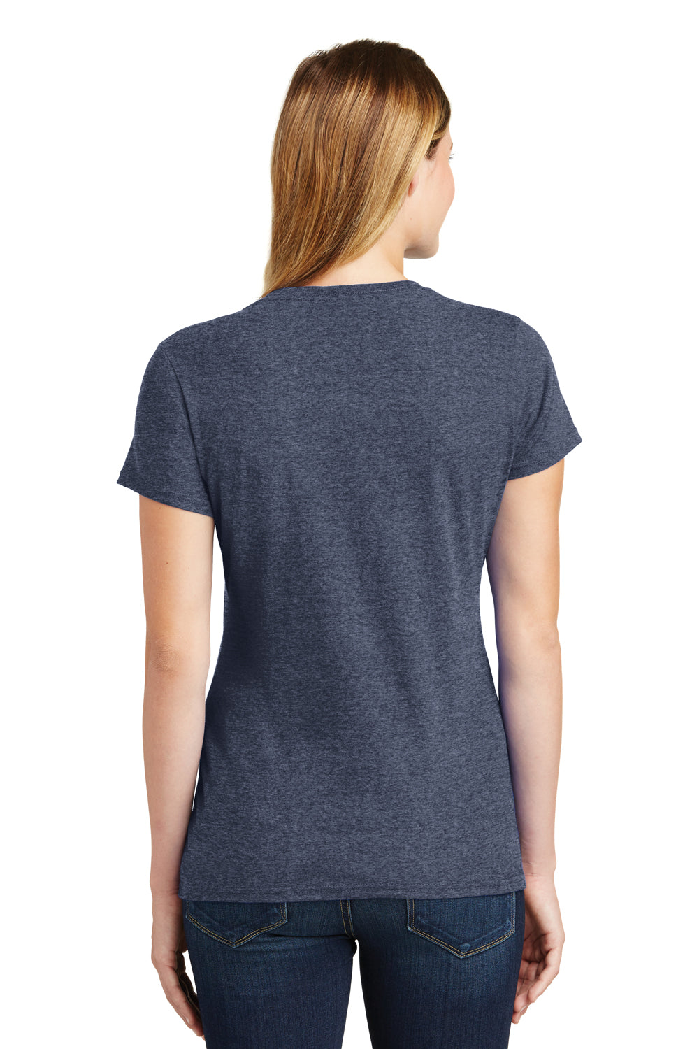 Port & Company LPC450 Womens Fan Favorite Short Sleeve Crewneck T-Shirt Heather Navy Blue Back