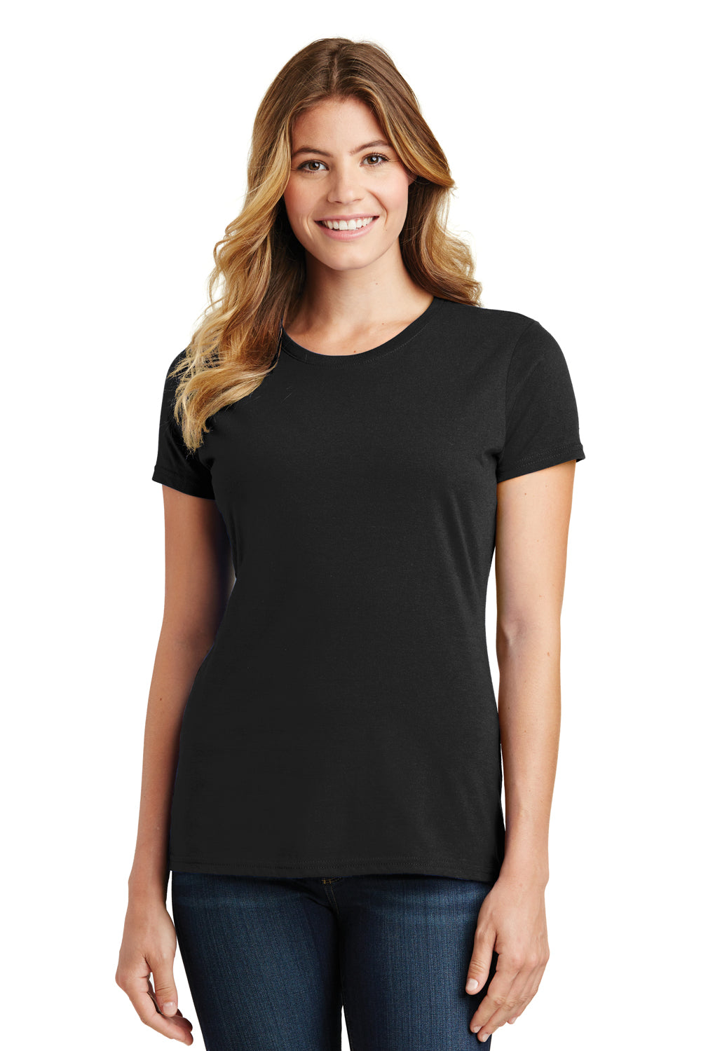 Port & Company LPC450 Womens Fan Favorite Short Sleeve Crewneck T-Shirt Black Front