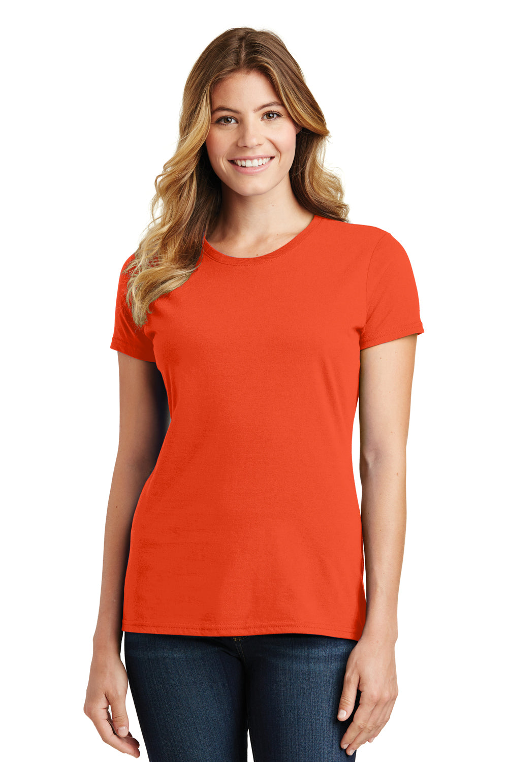 Port & Company LPC450 Womens Fan Favorite Short Sleeve Crewneck T-Shirt Orange Front
