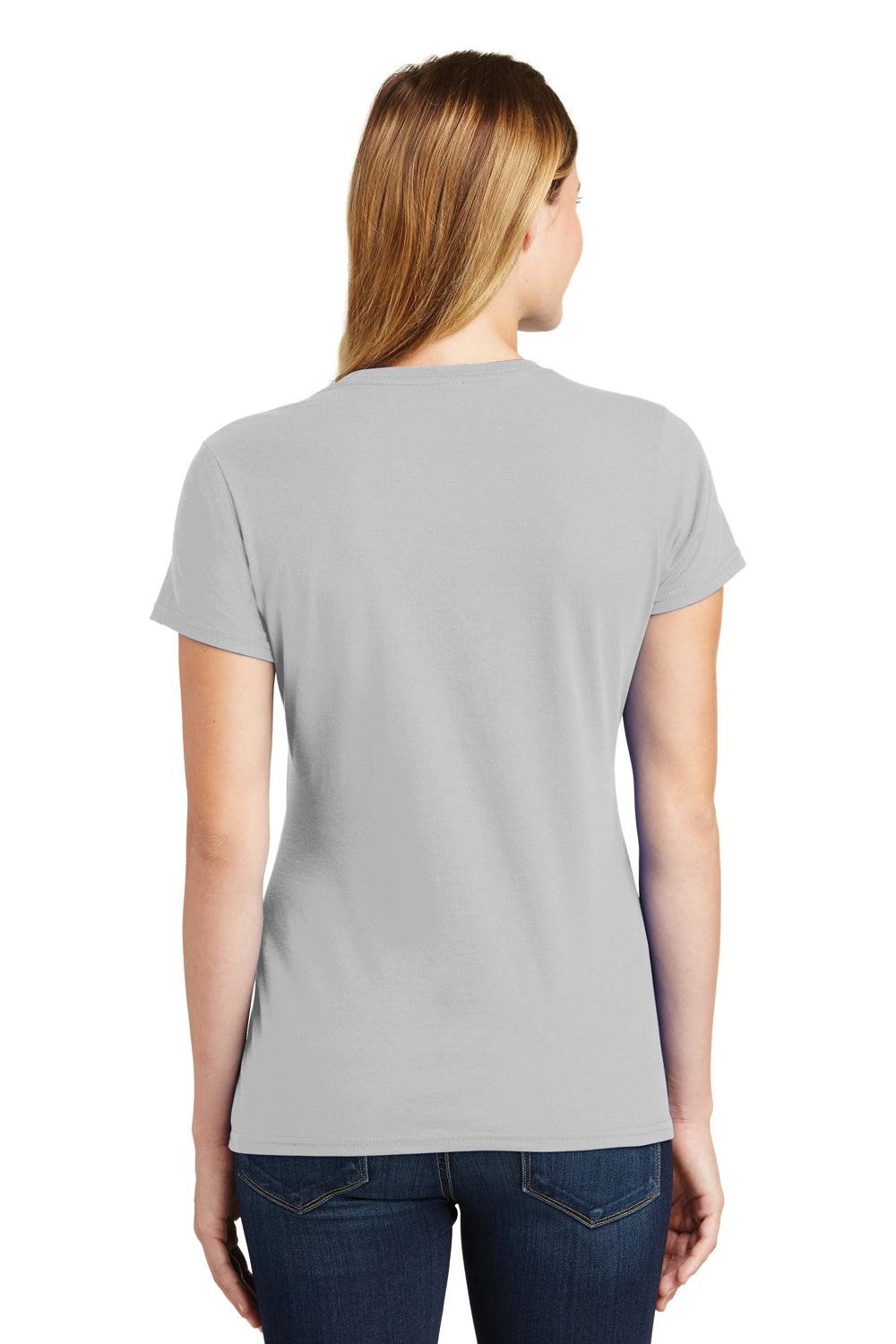 Port & Company LPC450 Womens Fan Favorite Short Sleeve Crewneck T-Shirt Silver Grey Back