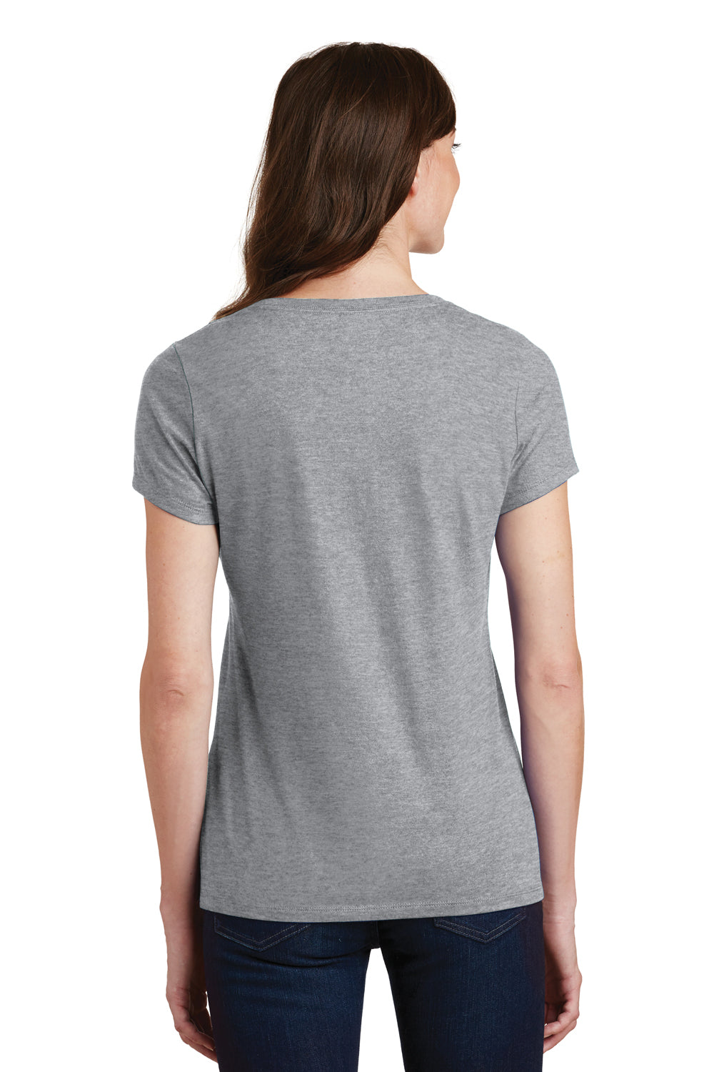 Port & Company LPC450V Womens Fan Favorite Short Sleeve V-Neck T-Shirt Heather Grey Back
