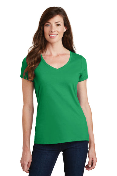Port & Company LPC450V Womens Fan Favorite Short Sleeve V-Neck T-Shirt Kelly Green Front