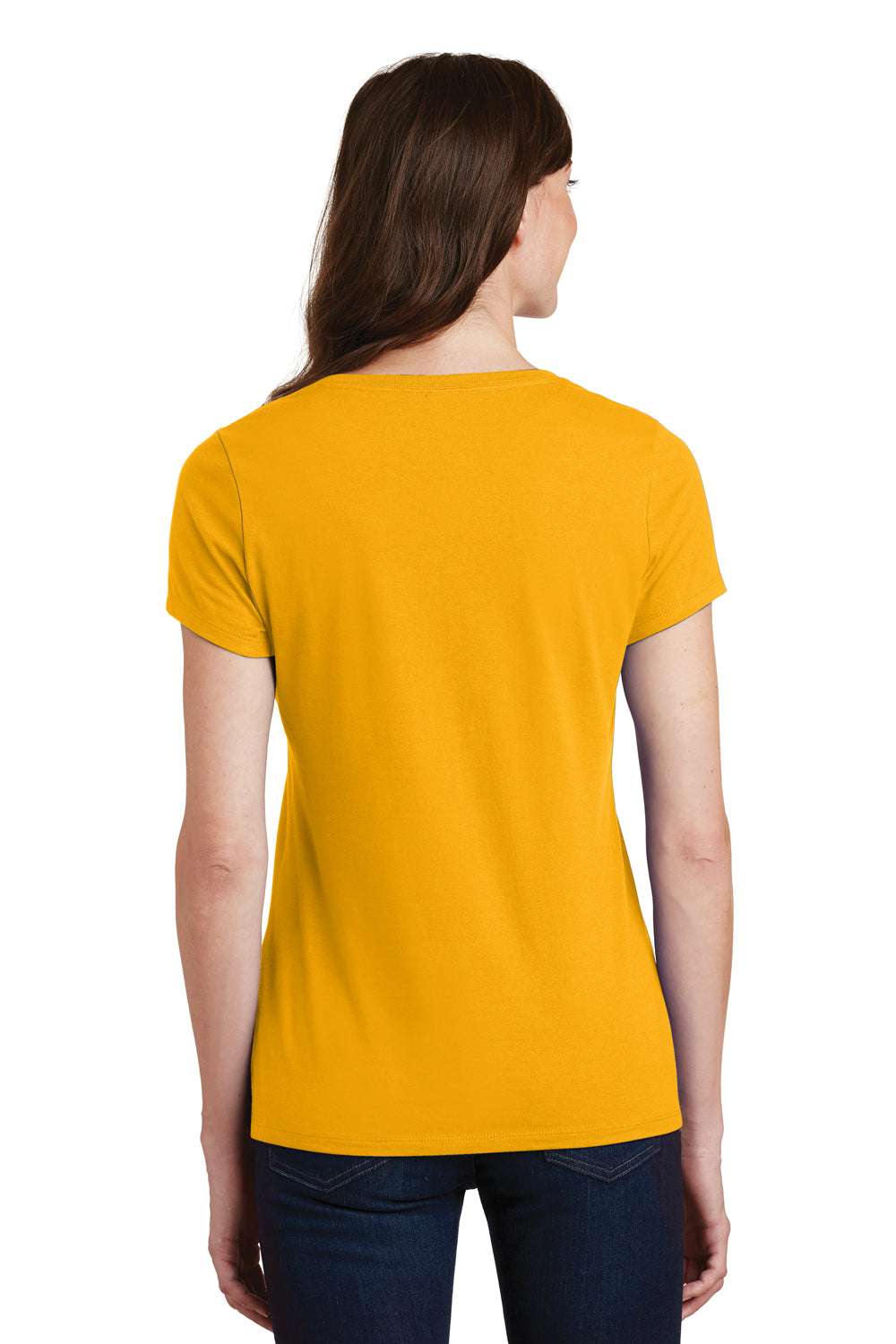 Port & Company LPC450V Womens Fan Favorite Short Sleeve V-Neck T-Shirt Gold Back