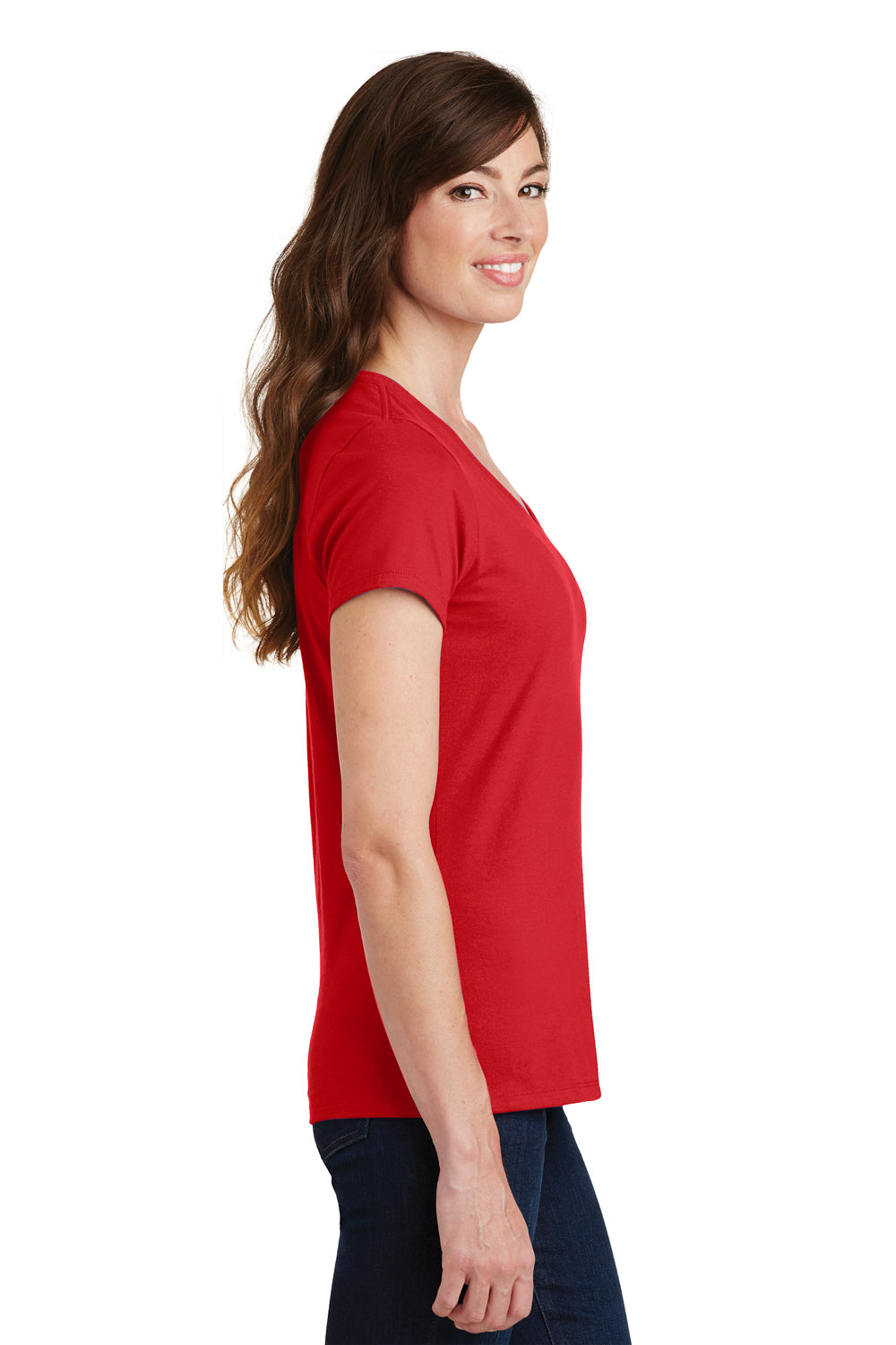 Port & Company LPC450V Womens Fan Favorite Short Sleeve V-Neck T-Shirt Red Side
