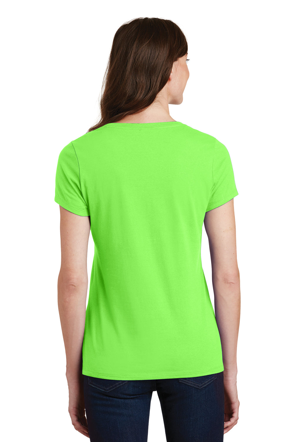 Port & Company LPC450V Womens Fan Favorite Short Sleeve V-Neck T-Shirt Flash Green Back