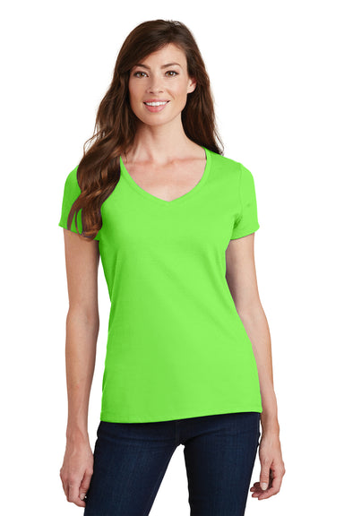 Port & Company LPC450V Womens Fan Favorite Short Sleeve V-Neck T-Shirt Flash Green Front