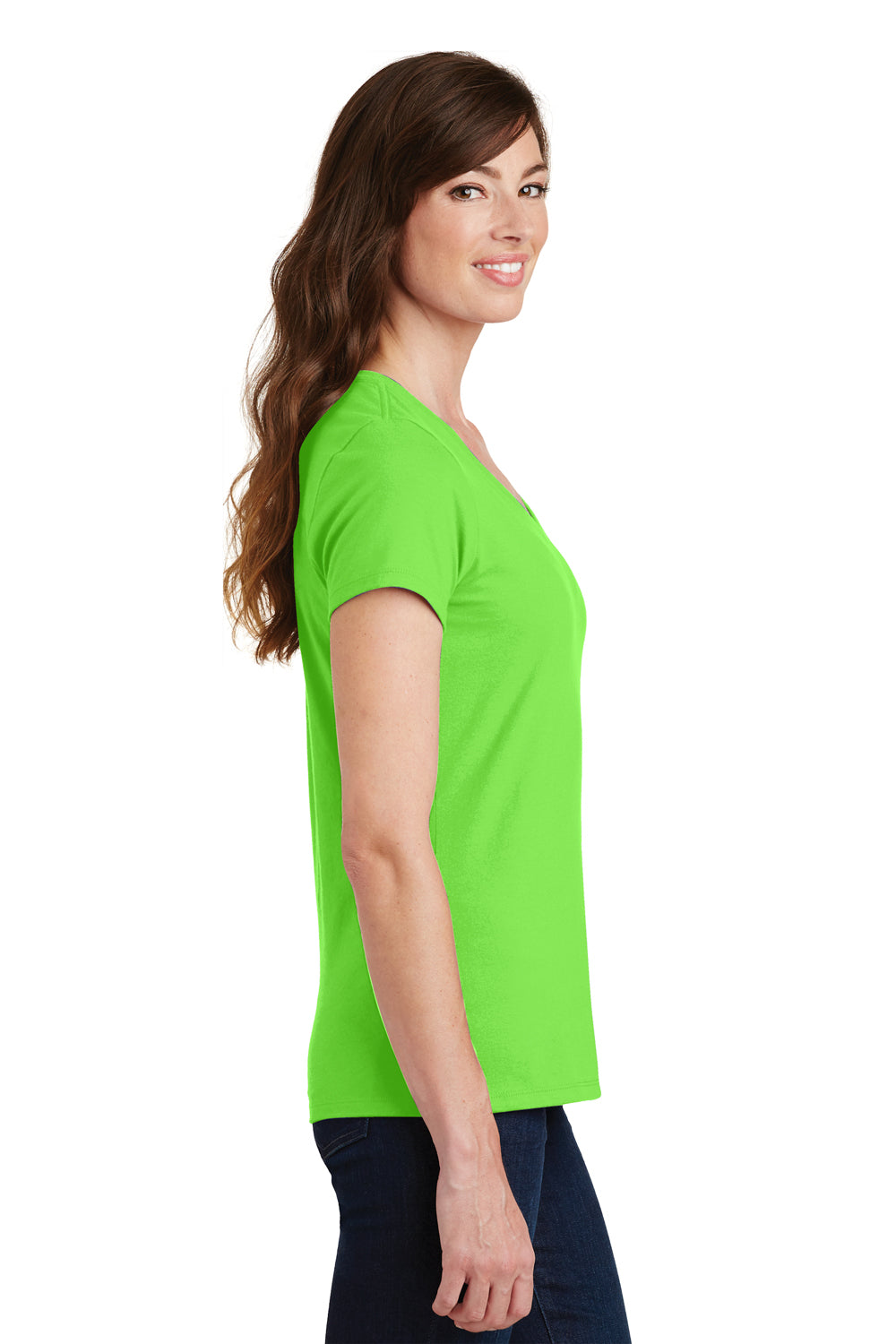 Port & Company LPC450V Womens Fan Favorite Short Sleeve V-Neck T-Shirt Flash Green Side