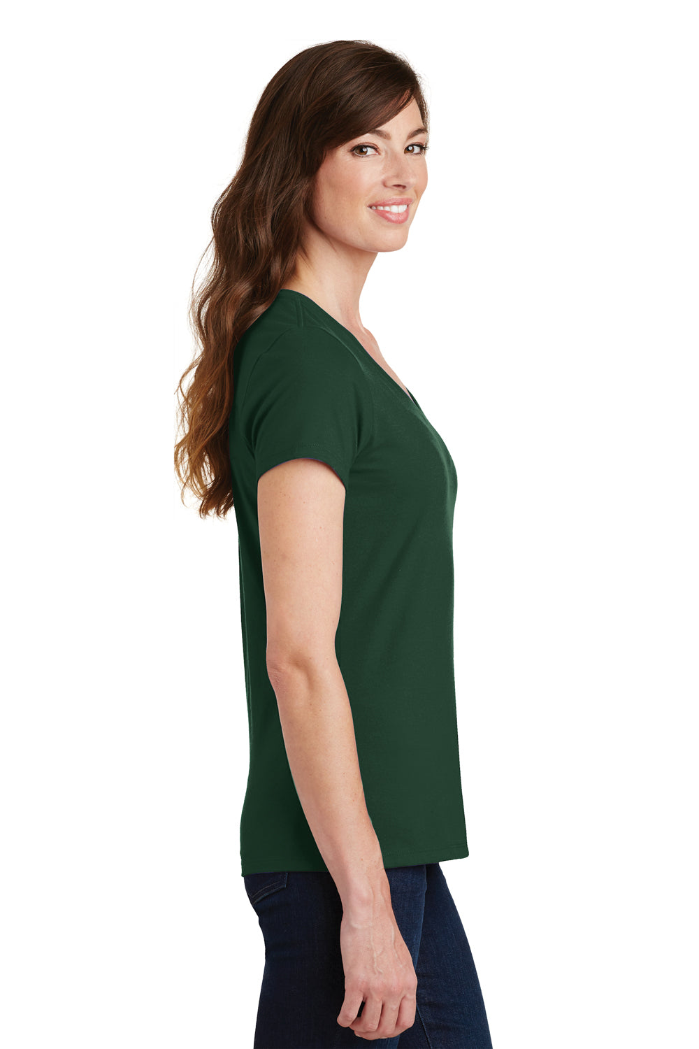Port & Company LPC450V Womens Fan Favorite Short Sleeve V-Neck T-Shirt Forest Green Side