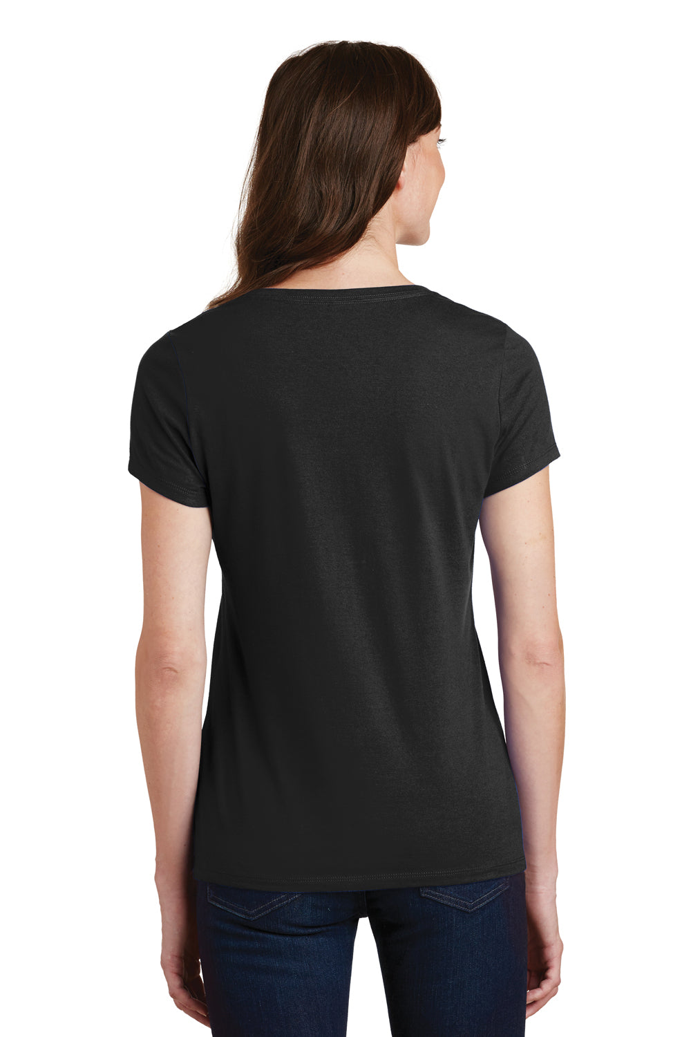 Port & Company LPC450V Womens Fan Favorite Short Sleeve V-Neck T-Shirt Black Back