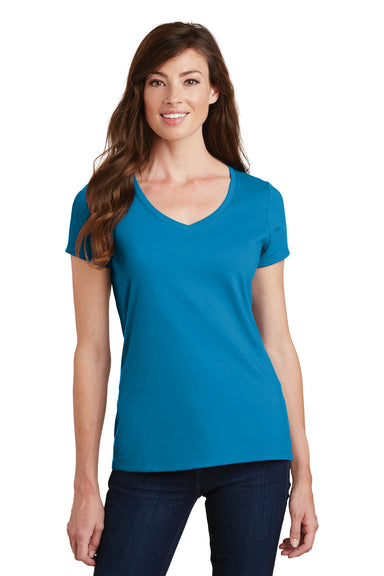 Port & Company LPC450V Womens Fan Favorite Short Sleeve V-Neck T-Shirt Sapphire Blue Front