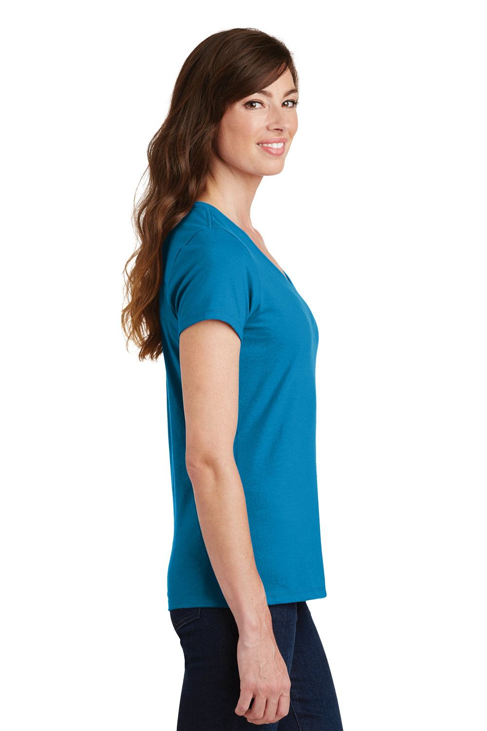 Port & Company LPC450V Womens Fan Favorite Short Sleeve V-Neck T-Shirt Sapphire Blue Side