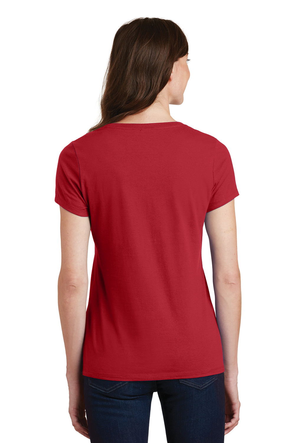 Port & Company LPC450V Womens Fan Favorite Short Sleeve V-Neck T-Shirt Cardinal Red Back