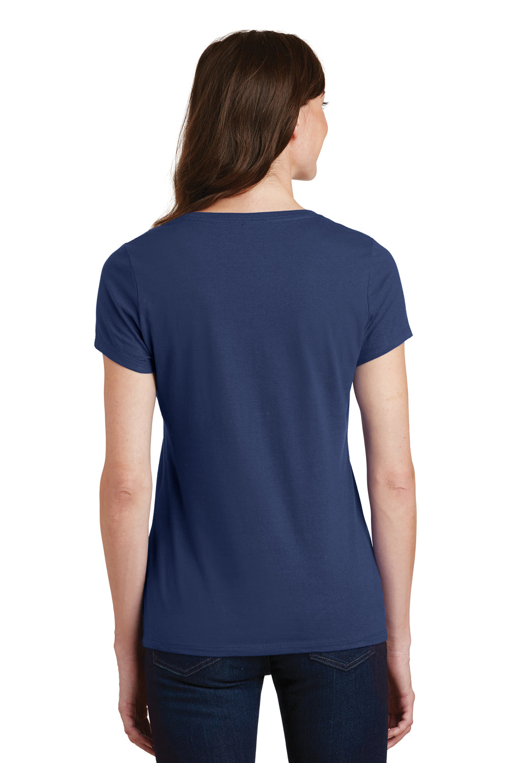 Port & Company LPC450V Womens Fan Favorite Short Sleeve V-Neck T-Shirt Navy Blue Back