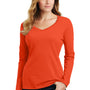 Port & Company Womens Fan Favorite Long Sleeve V-Neck T-Shirt - Orange - Closeout