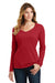 Port & Company LPC450VLS Womens Fan Favorite Long Sleeve V-Neck T-Shirt Cardinal Red Front