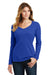 Port & Company LPC450VLS Womens Fan Favorite Long Sleeve V-Neck T-Shirt Royal Blue Front